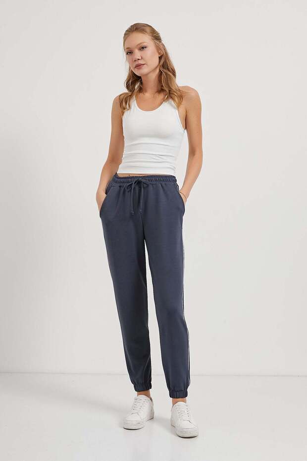 Women's Smoked Jogger Sweatpants with Elastic Waistband