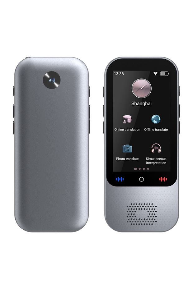 Grey Touch‑Screen AI Translator Device,148+ Languages, Photo & Voice Group Translation, Portable Tra