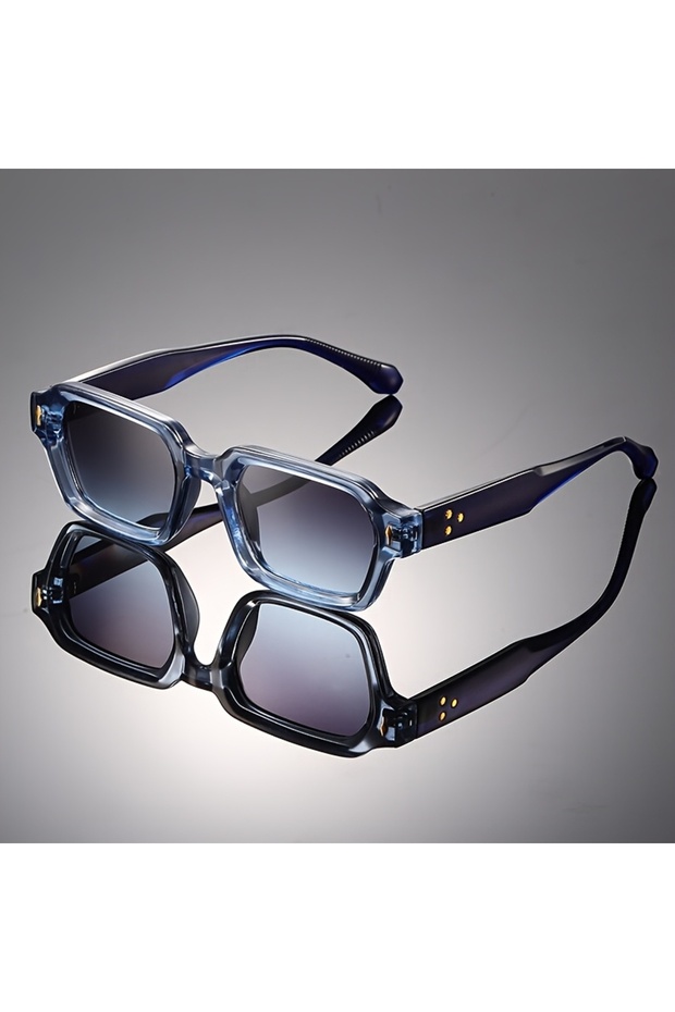 Blue High-end retro square full-frame decorative lenses, classic, durable and versatile for both men