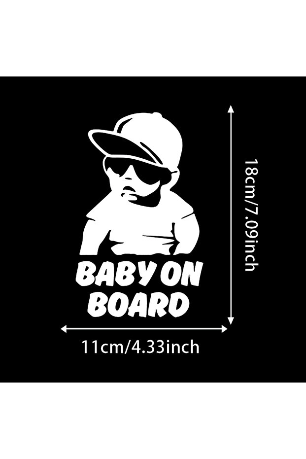 11x18cm BZ142-White "BABY ON BOARD" with Cool Boy Stickers, 11x18cm Car Stickers Scratch Blocking Se