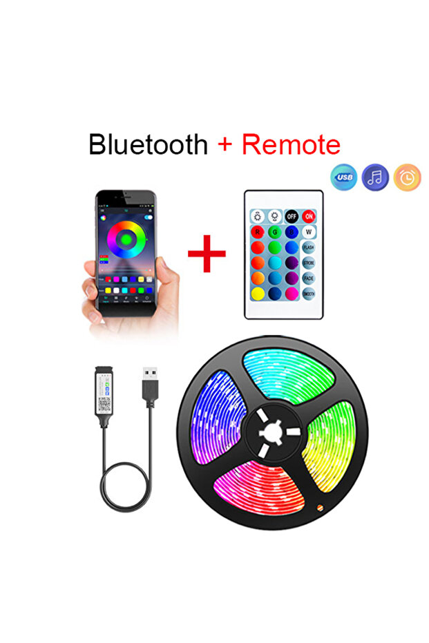 شريط إضاءة LED USB بتقنية البلوتوث IR بطول 2 متر، 5050 SMD 5V، مصابيح USB RGB، شريط إضاءة LED مرن