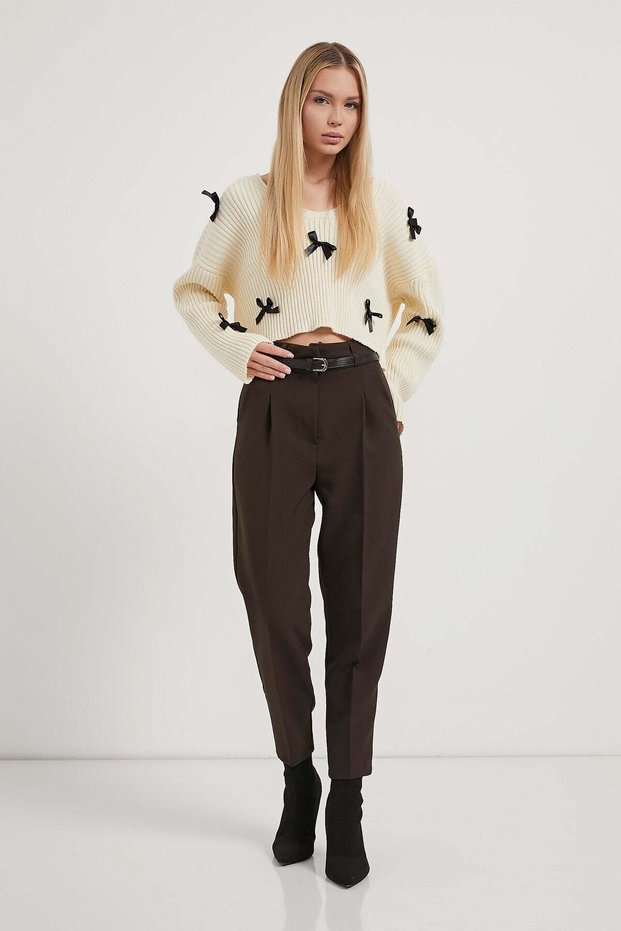 Armalife 3790 Belted High Waist Carrot Women's Pants