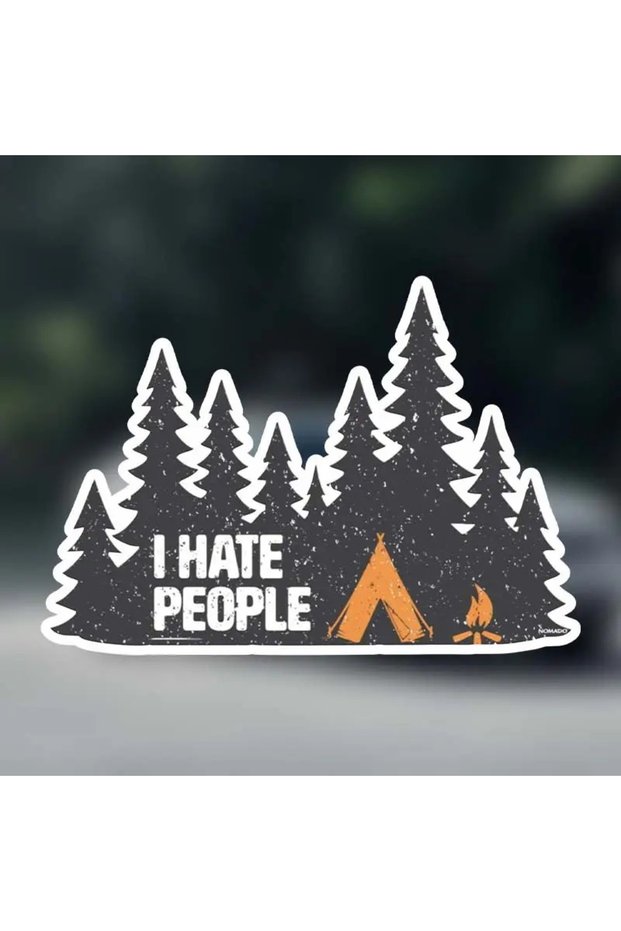 10cm-Longest Side JT1038-PVC I Hate People Funny Camping Waterproof Adhesive Sticker for Cars, Truck