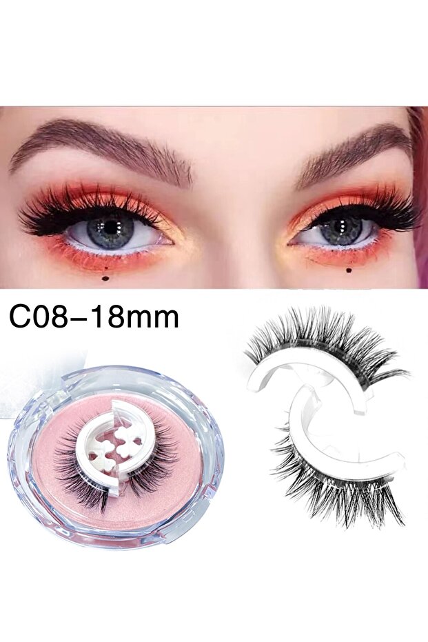 MIX C08 Self Adhesive Eyelashes Glue Free Reusable Full Strip Eyelash Thick Natural Makeup Tool Fals