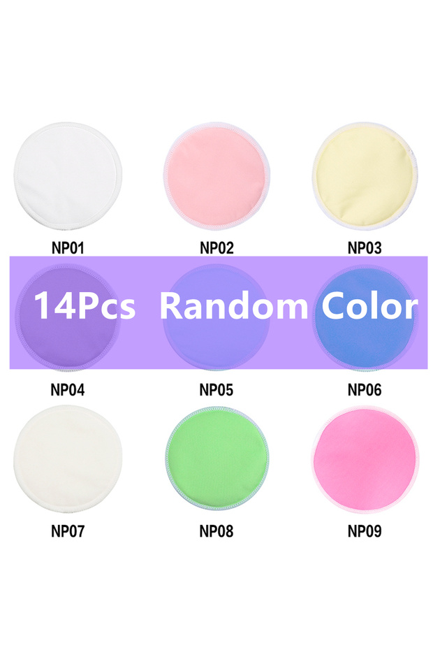 14Pc-Random Color 14Pcs 3-layer Washable Nursing Pads Ultra-thin Design, Fast Absorption, Leak-poof