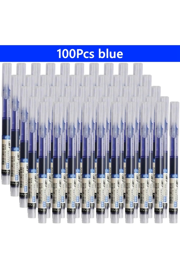 100pcs blue 3-100 Pcs Straight Liquid Ball Pen Signature Gel Pen 0.5mm Black Blue Ink School Office