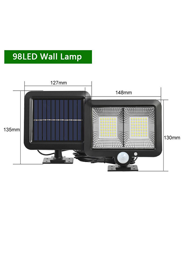 98LED Outdoor Lighting Street Solar Split Wall Lamp 3 Mode Waterproof Motion Sensor Garden Street Li