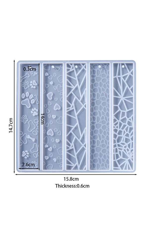 Style 01 DIY Crystal Epoxy Resin Mold Leaves Cat's Claw Love Flower Rectangular Full Page Bookmark S