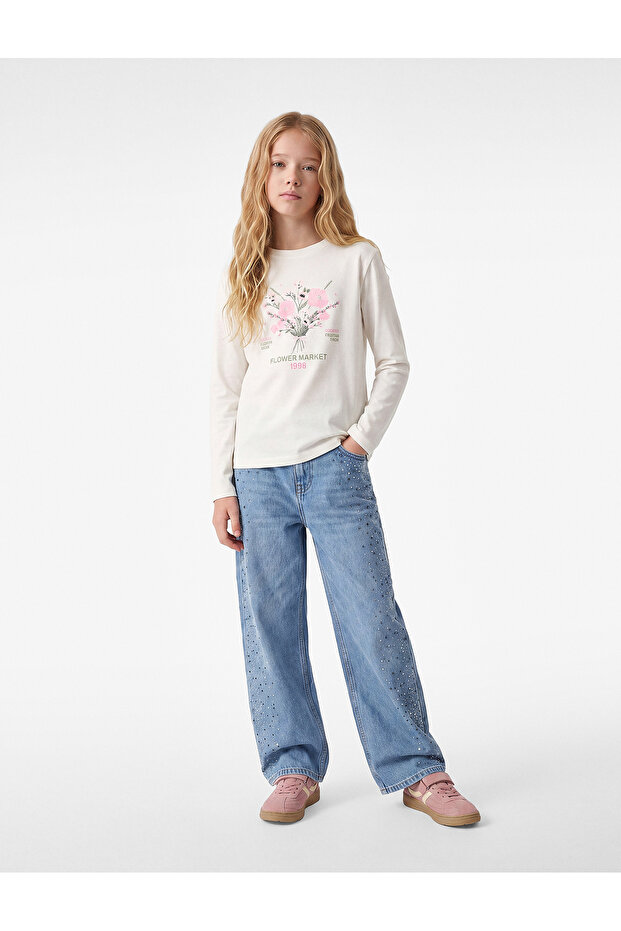 Cotton Long Sleeve Crew Neck Printed T-Shirt