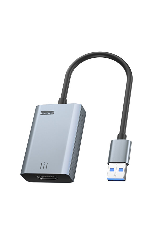 LC06PLUS Lemorele USB to HDMI Adapter Compatible Converter 1080P USB Male to HDMI Female External Gr