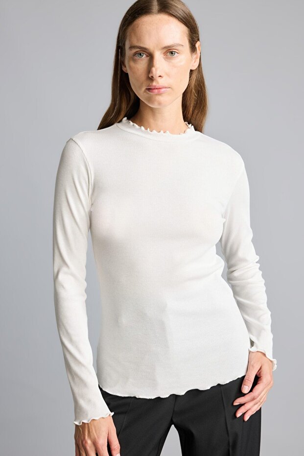 Lettuce Edge Detailed Slim Fit Ribbed Camisole Long Sleeve Tunic I1458Ax26Au