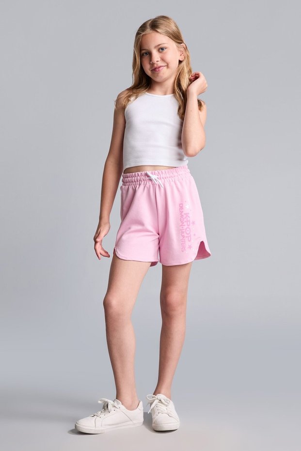 K-Pop Demon Hunters Licensed Elastic Waist Pink Shorts for Girls H8763A826Sm