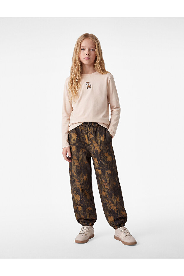 Cotton Floral Patterned Balloon Sweatpants