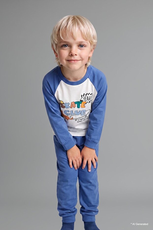 100% Cotton Printed Long Sleeve Top Elastic Waist Bottom 2-Piece Pajama Set Baby Boy H6538A526Au