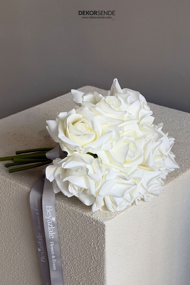 Artificial Rose Bunch White 25 cm