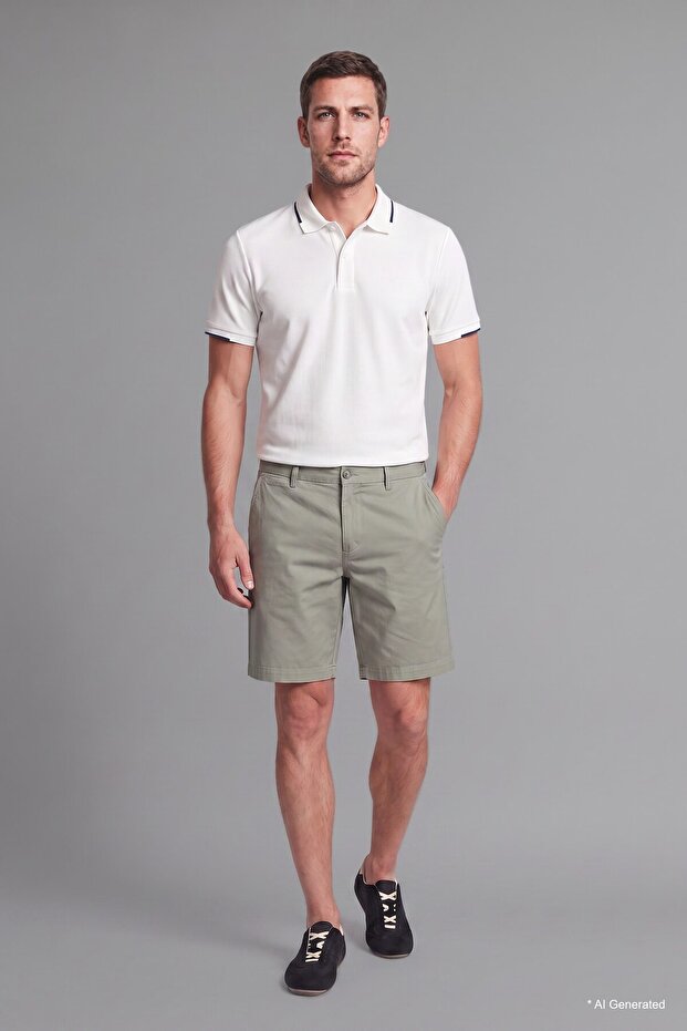 Regular Fit Light Khaki Bermuda Shorts H5933Ax26Sm