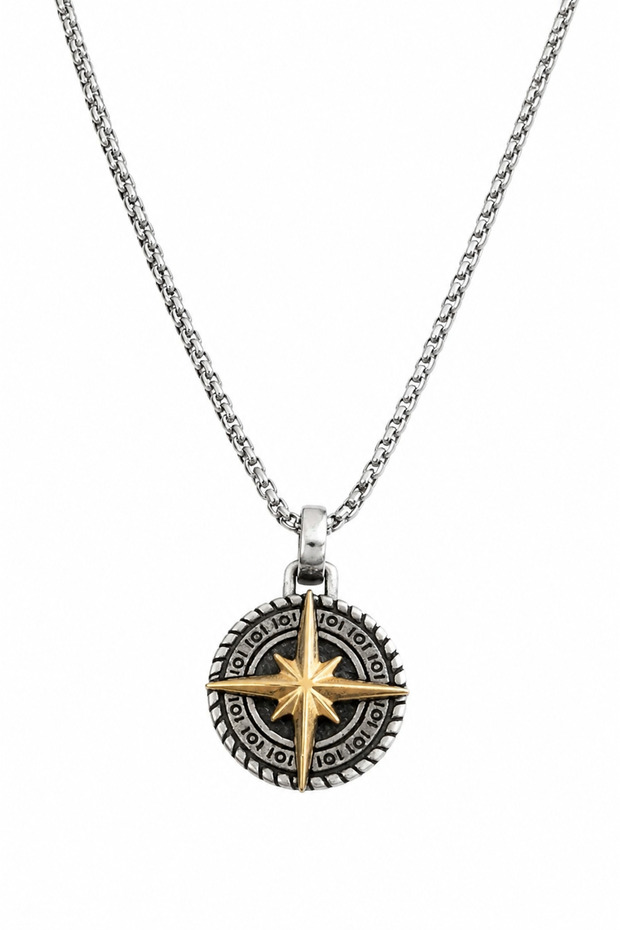 Men's Steel Necklace - North Star Sailor Compass, for Lover, Spouse, Father, Pendant