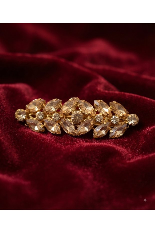 Gold-Colored Hair Clip with Gold Stones