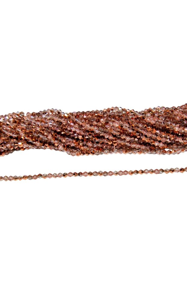 4 mm Double Color Copper Pyramid Crystal Glass Beads 1 Strand - (85 Pieces)