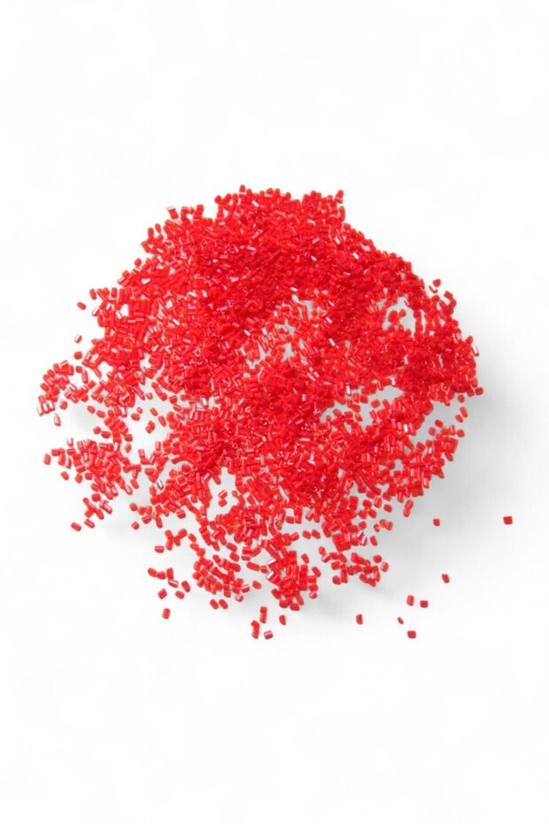 Cut Beads Glass Red 2X1.5 mm (100 Gr 4000 Pieces)