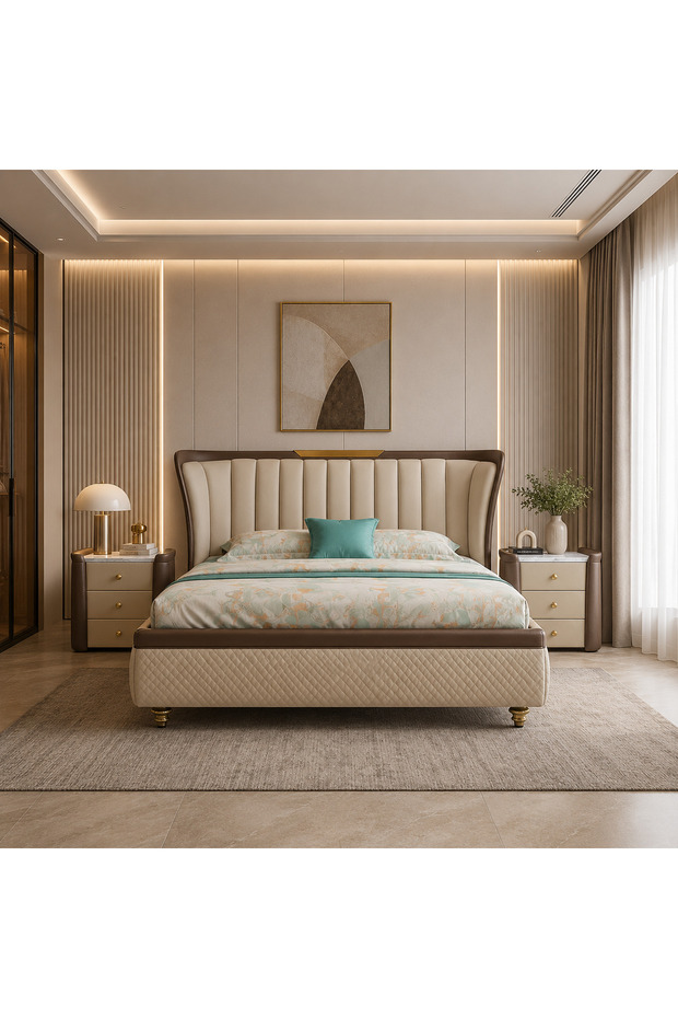 سرير من هاي بوينت بتصميم عملي كلاسيكي, 180سم × 200 سم, باللون البني