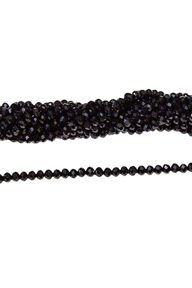 6 mm Black Crystal Glass Beads 1 Strand - (80-85 Pieces)