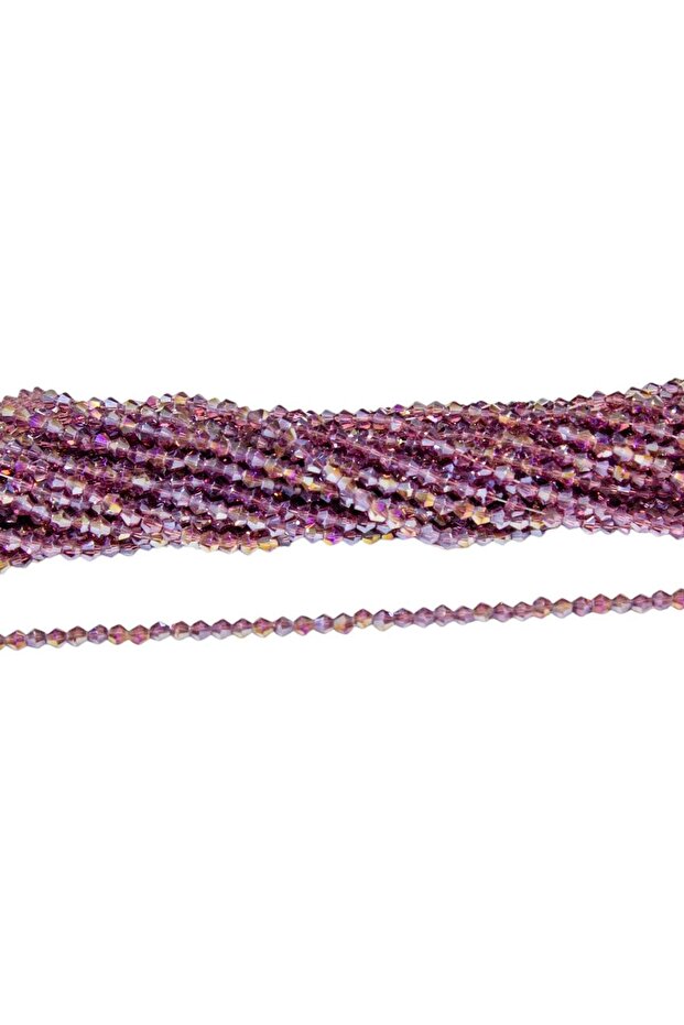 4 mm Light Plum Pyramid Crystal Glass Beads 1 Strand - (85 Pieces)