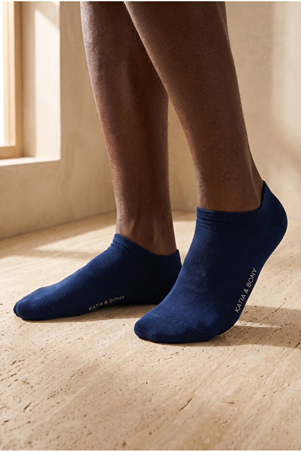 Men's Basic Dark Blue Step Socks