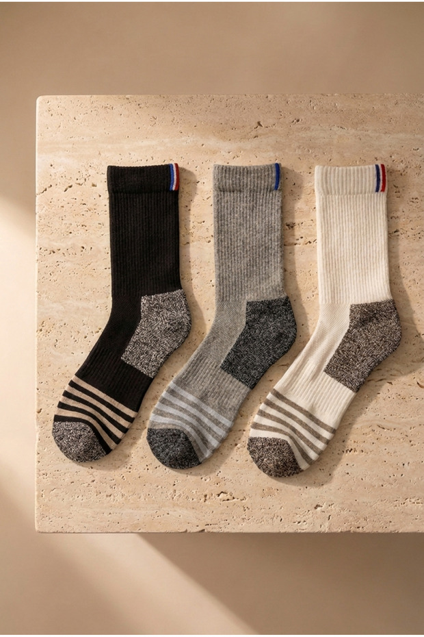 3 Pack Shaftless Golf Socket Socks Black/White/Gray