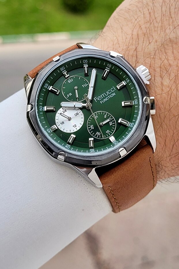Gray Case, Brown Color Strap, Same as Pictured, 44 mm Men's Wristwatch