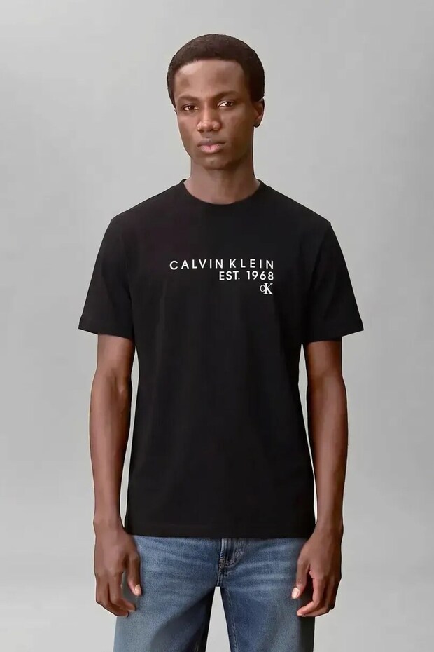 Men's Brand Logo T-Shirt, Suitable for Daily Use, Black