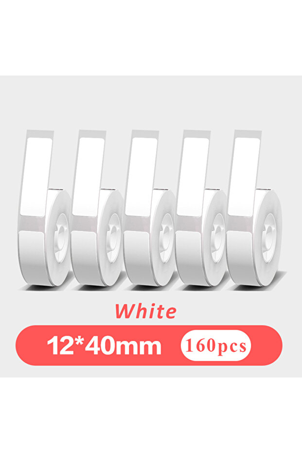12x40 White 5 rolls of white portable label paper, self-adhesive thermal printer stickers, multi-pur