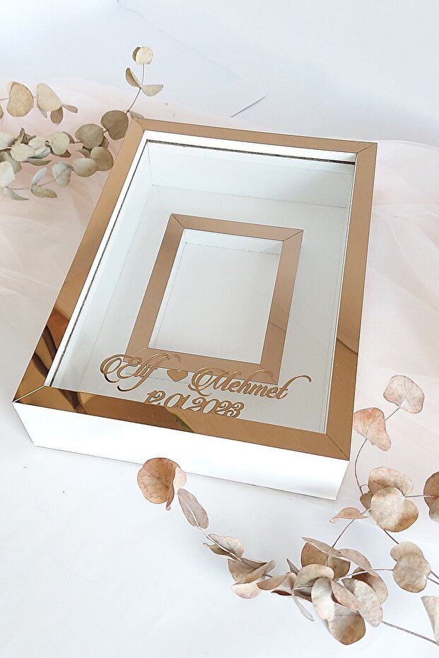 New Model LED Free 25x35 Cm White-bronze Photo Area Model Design Rose Box Memory Frame!