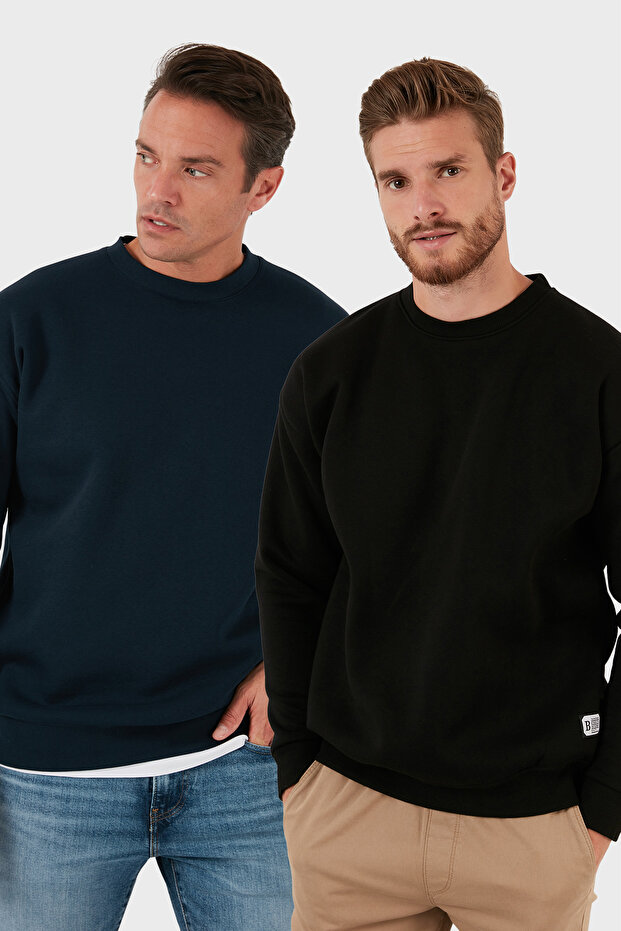 سترة رياضية للرجال بياقة دائرية وتصميم مموج، عبوة من قطعتين، موديل SWEAT 5905255S2