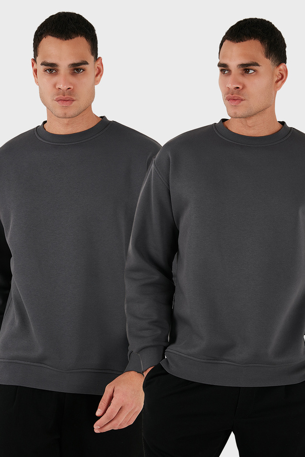سترة رياضية للرجال بياقة دائرية وتصميم مموج، عبوة من قطعتين، موديل SWEAT 5905255S2