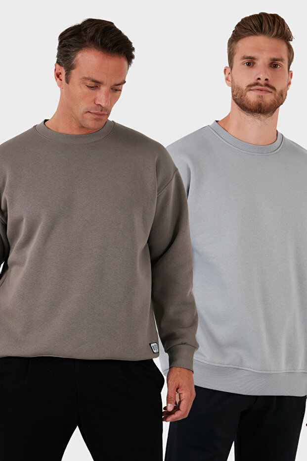 سترة رياضية للرجال بياقة دائرية وتصميم مموج، عبوة من قطعتين، موديل SWEAT 5905255S2