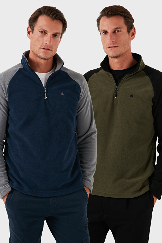 Slim Fit Half Zipper Cold-Proof Fleece-Lined Pack Fleece Men's Polar 5906055S2