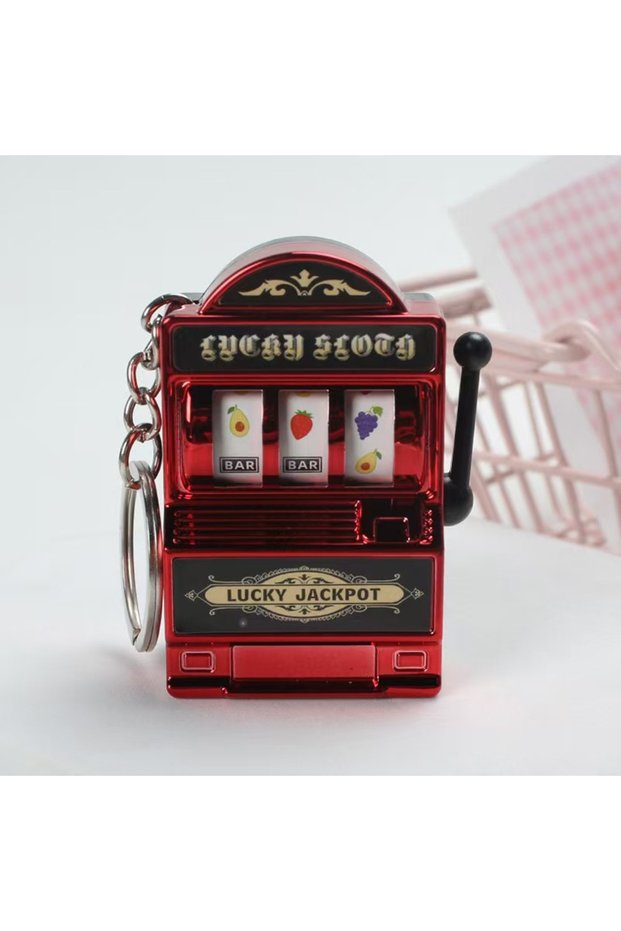 Red Fruit Machine Keychain Lucky Charm Keychains Mini Casino Pendant Bag Charm Novelty Gifts for Kid