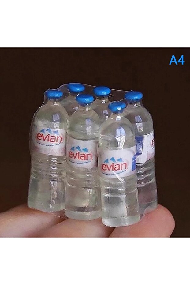 D 6Pcs/Set Mini Simulation Mineral Water Bottle Model Doll House Miniature Kids Gift Toys Home Decor