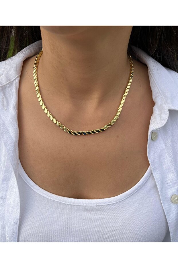Thick Weave Gold Color Necklace