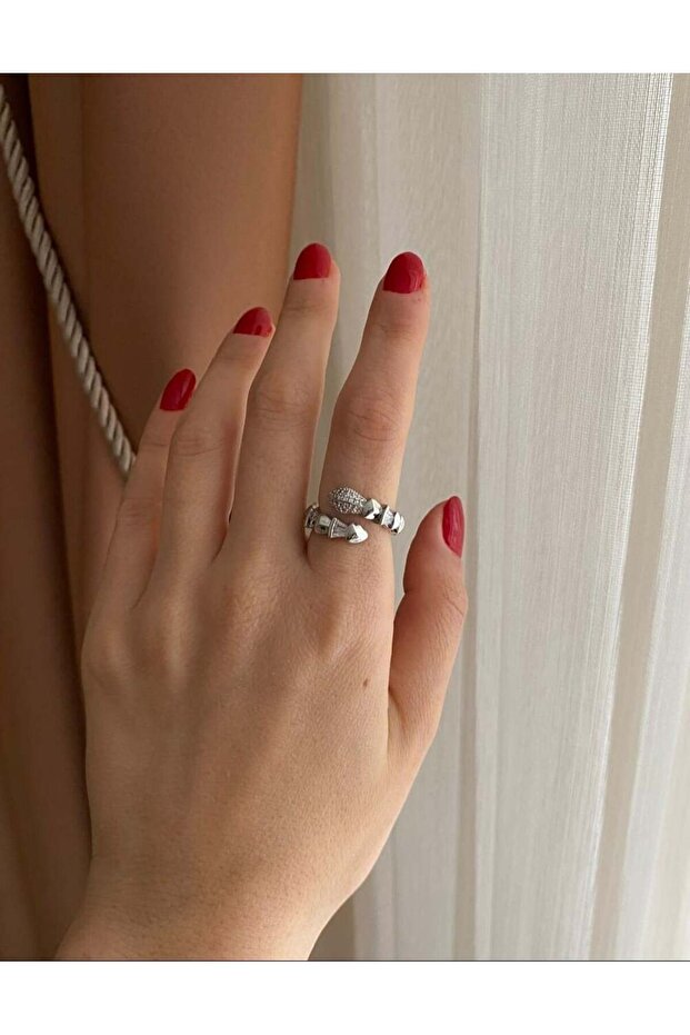 Engraved Silver Snake Ring