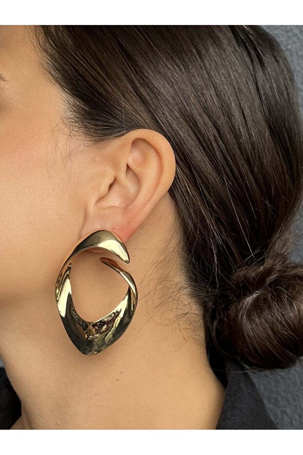 Circular Gold Color Big Earrings