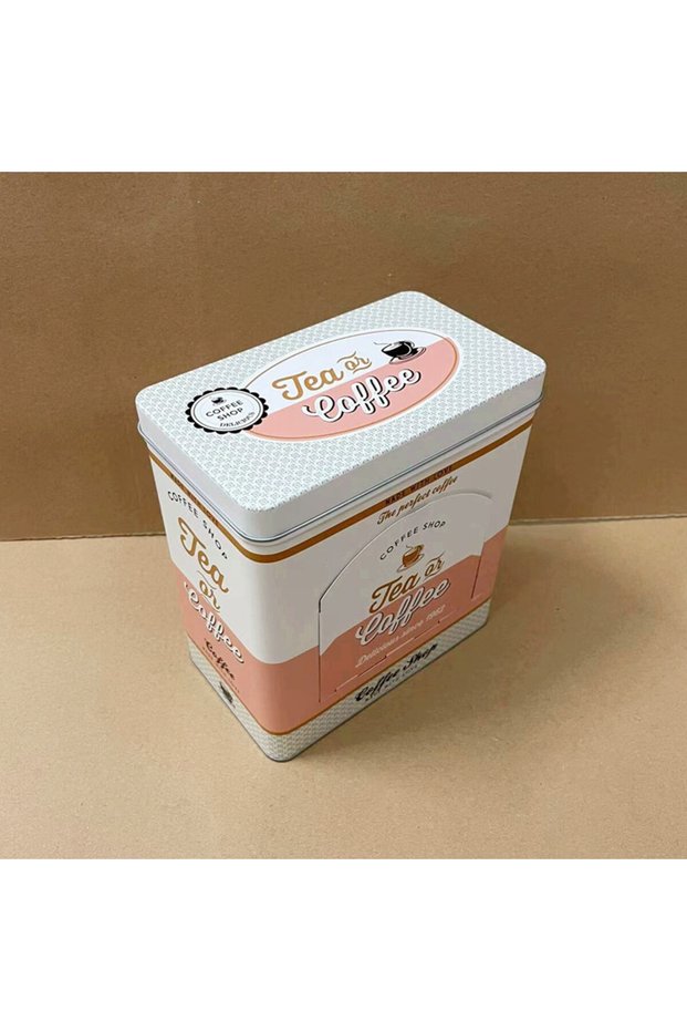 Pink Vintage American Style Metal Coffee Tin Can Dispenser Storage Box for Tea Bag Rectangular Deskt