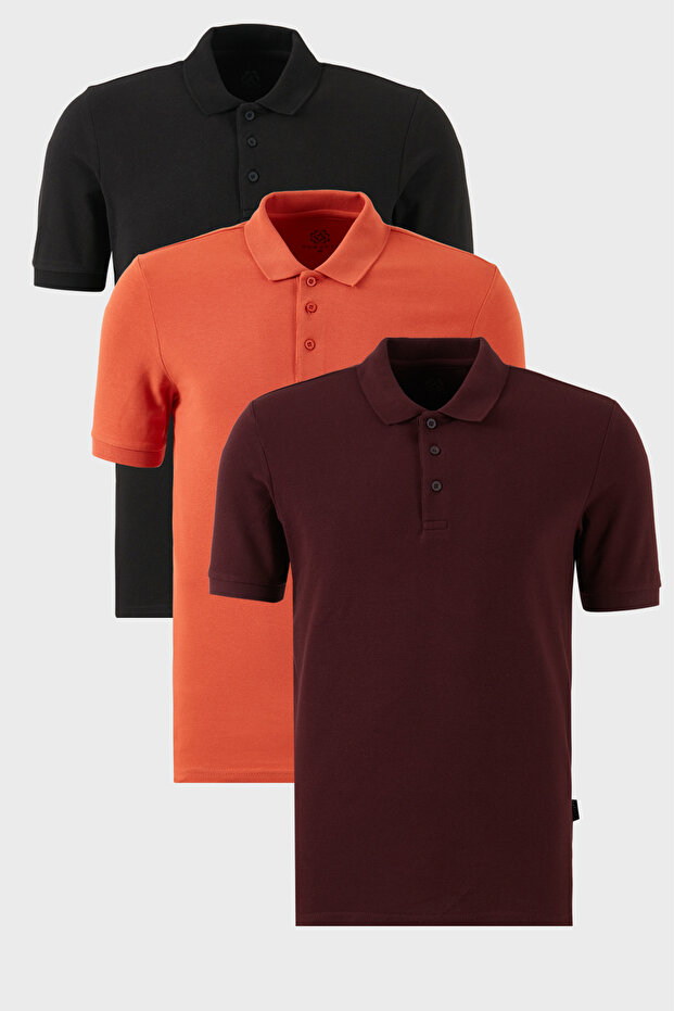 Cotton Regular Fit Buttoned Polo Neck 3 Pack t Shirts Men's t Shirt 5902127 S3