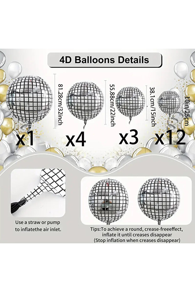 Other Other 20pcs Silver Disco Balloons Are Suitable for Birthday Parties, Anniversaries, 70s and 80