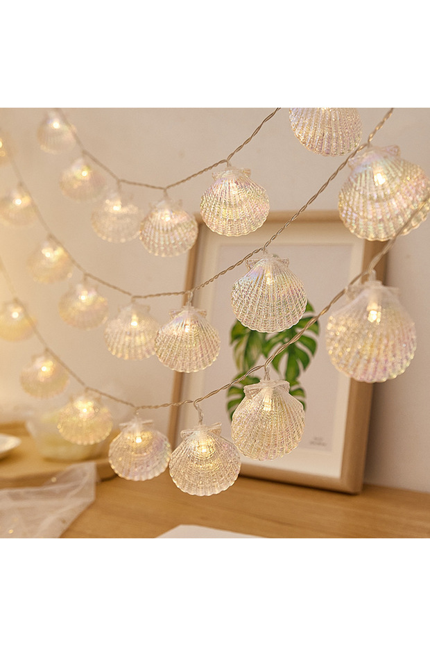 Battery powered 3m 20leds Warm White LED Seashells Light Garland Battery-operated Garland Christmas