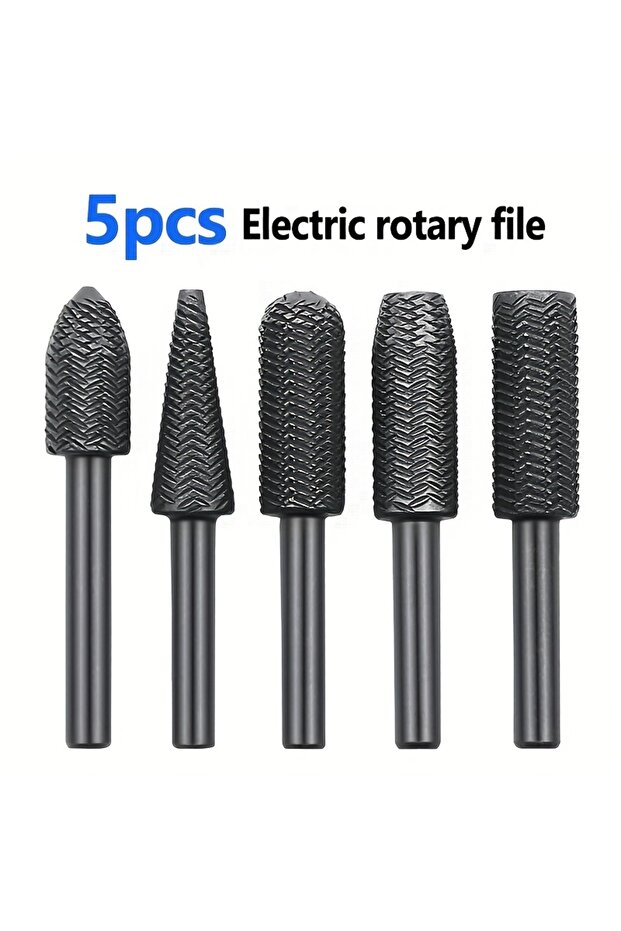 Round 6mm 59mm 5pcs 5pcs Premium Carbide Burr Set - High-Speed Cutting, Wood Carving, Rotary Rasp Dr
