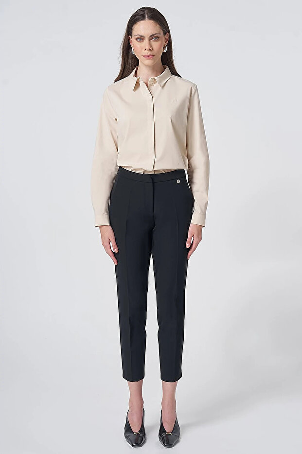Pocket Detailed Basic Fabric Trousers Black