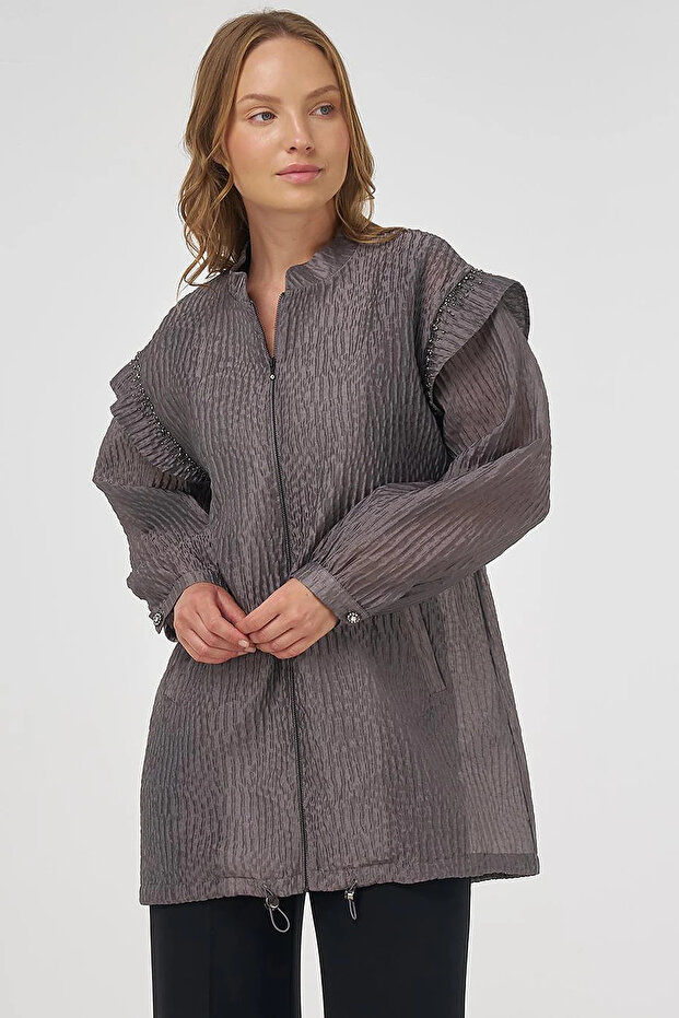 Embroidered Jacquard Jacket Smoked