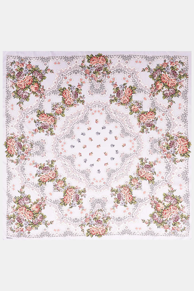 Retro Rose Pattern Scarf Gray
